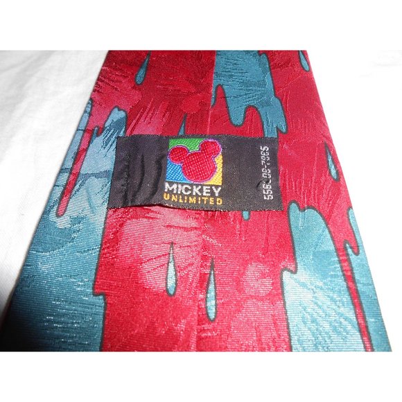Vintage Disney Mickey Mouse Donald Duck Painting Music Tie Necktie Mens Red Blue - Picture 6 of 7
